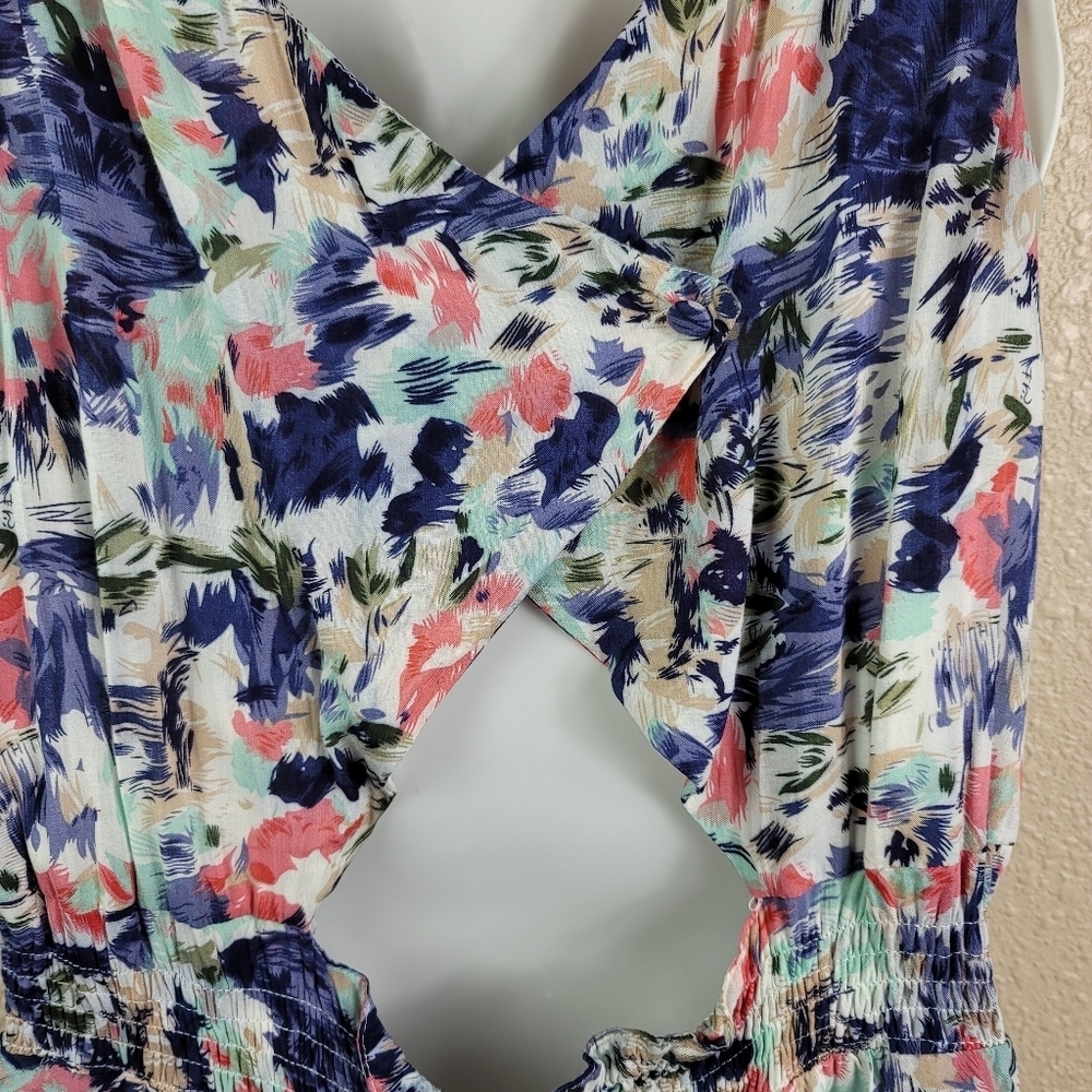 Akualani Abstract Print Sleeveless ruffles Dress Sz M - Picture 6 of 9